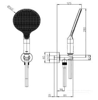 Душевая лейка Bossini Apice CE3002C.030 с водорозеткой скрытого монтажа и держателем хром